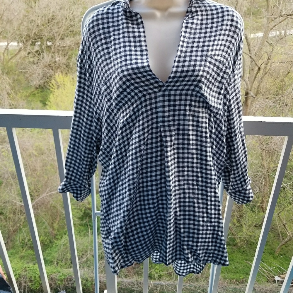 Zara Woman B&W Checkered Oversized Tunic Hi Low